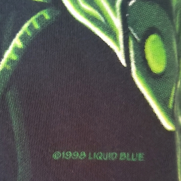 Vtg Liquid Blue 1998 | Green Terminator Skull Bone | Travis Scott | 90's vintage - Picture 5 of 14